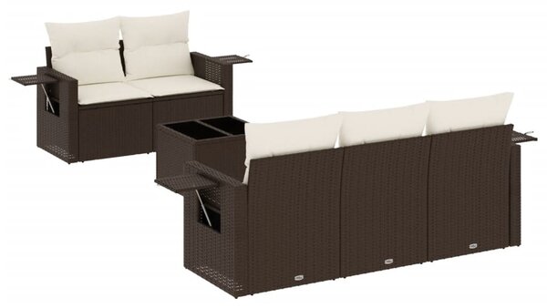 6 részes barna polyrattan kerti ülőgarnitúra párnával