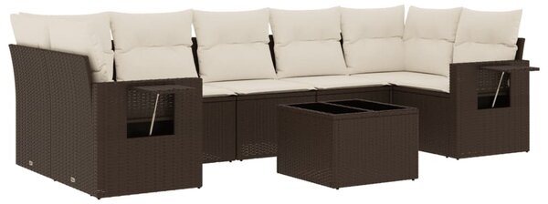 8 részes barna polyrattan kerti ülőgarnitúra párnákkal