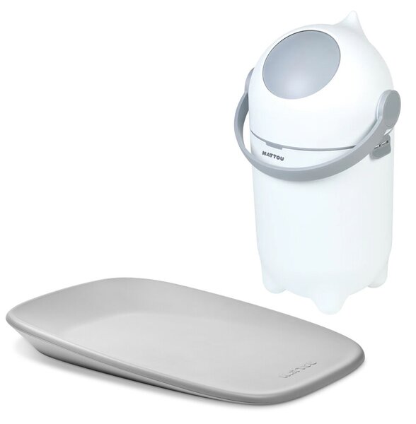 NATTOU Pelenkakosár Dropy és pelenkázó alátét Softy White/Grey 50x70 cm
