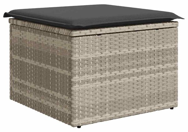 8 részes világosszürke polyrattan kerti ülőgarnitúra párnával