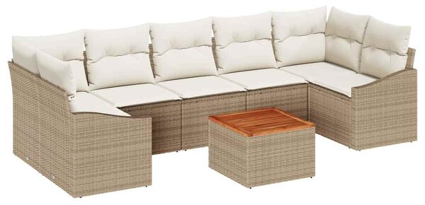Kerti Kanapé Szett tárolóval 8 pcs Beige és krém polirattan