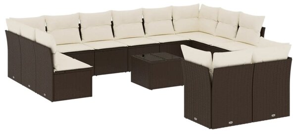 13 részes barna polyrattan kerti ülőgarnitúra párnákkal