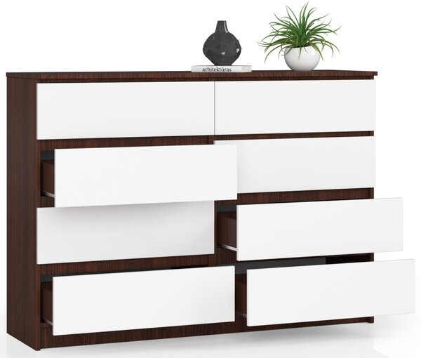 AKORD CLP K140 Komód Wenge-Fehér 8 Fiókos Laminált