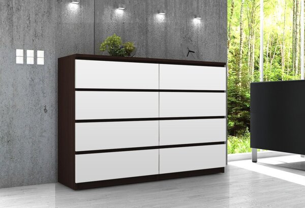 AKORD CLP K140 Komód Wenge-Fehér 8 Fiókos Laminált
