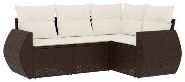 4 részes barna polyrattan kerti ülőgarnitúra párnákkal