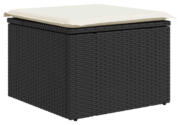 6 részes fekete polyrattan kerti ülőgarnitúra párnákkal