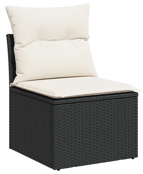 6 részes fekete polyrattan kerti ülőgarnitúra párnákkal