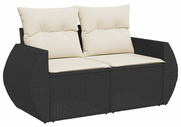 6 részes fekete polyrattan kerti ülőgarnitúra párnákkal