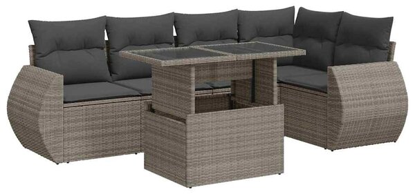 6 részes szürke polyrattan kerti ülőgarnitúra párnákkal
