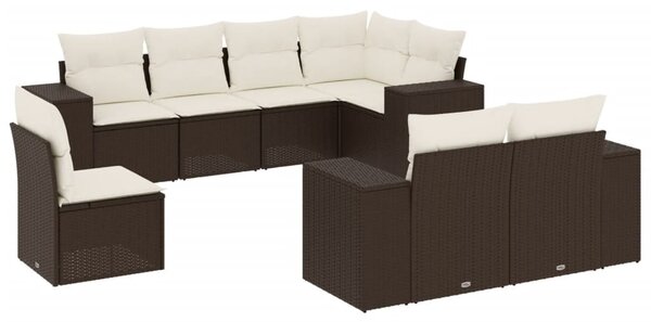 8 részes barna polyrattan kerti ülőgarnitúra párnákkal
