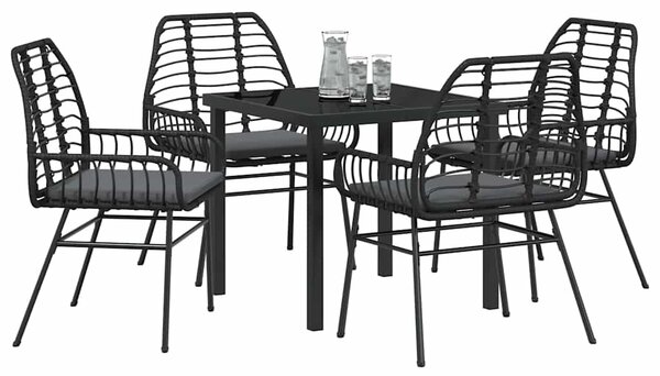 Kert étkező szett 5 pcs Fekete polirattan