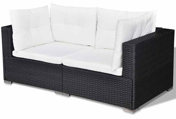 6 részes fekete polyrattan kerti ülőgarnitúra párnákkal