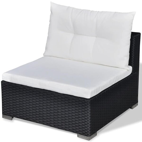 6 részes fekete polyrattan kerti ülőgarnitúra párnákkal
