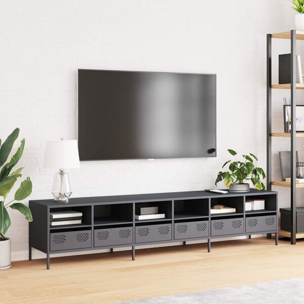 VidaXL antracitszürke hidegen hengerelt acél TV-szekrény 202x39x43,5cm
