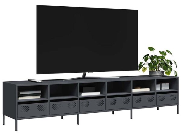 VidaXL antracitszürke hidegen hengerelt acél TV-szekrény 202x39x43,5cm
