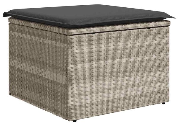 6 részes világosszürke polyrattan kerti ülőgarnitúra párnákkal
