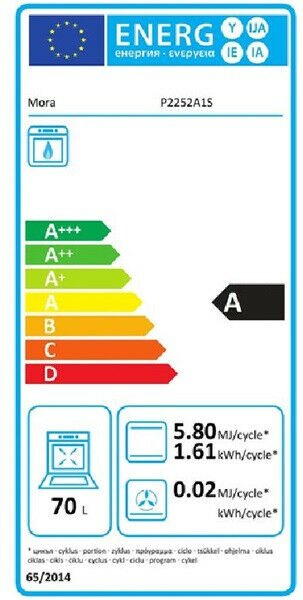 MORA P2252A1S Gáztűzhely, 70L, 4 főzőzóna, CompactDoor, A energiaosztály