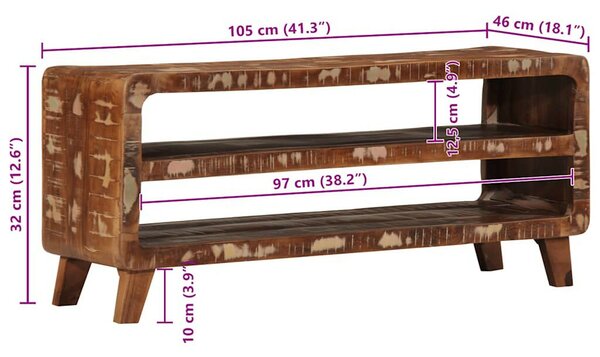 Tömör újrahasznosított fa TV-szekrény 105x46x32 cm