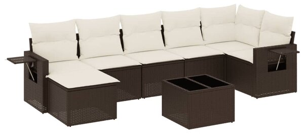 8 részes barna polyrattan kerti ülőgarnitúra párnákkal