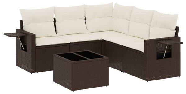 6 részes barna polyrattan kerti ülőgarnitúra párnával