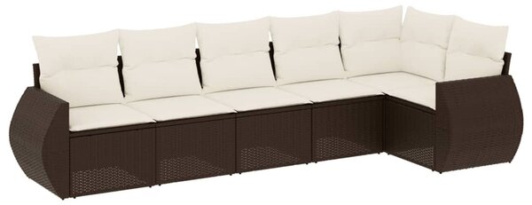 6 részes barna polyrattan kerti ülőgarnitúra párnával