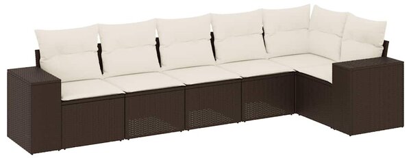 6 részes barna polyrattan kerti ülőgarnitúra párnával