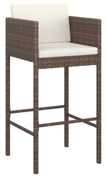 4 db barna polyrattan bárszék párnákkal
