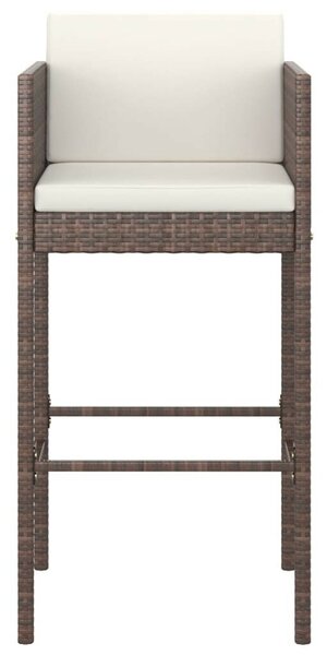 4 db barna polyrattan bárszék párnákkal