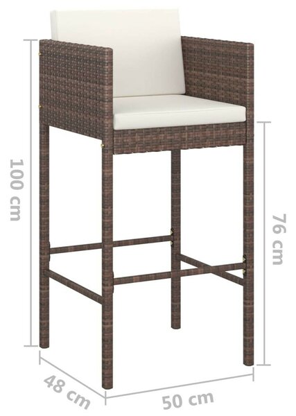 4 db barna polyrattan bárszék párnákkal