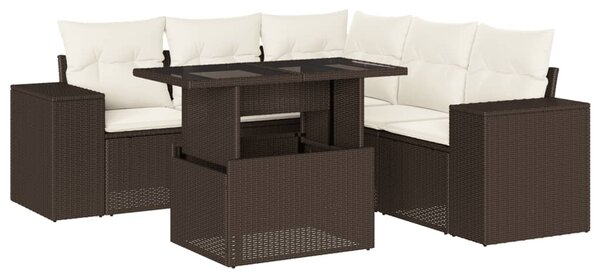 6 részes barna polyrattan kerti ülőgarnitúra párnával