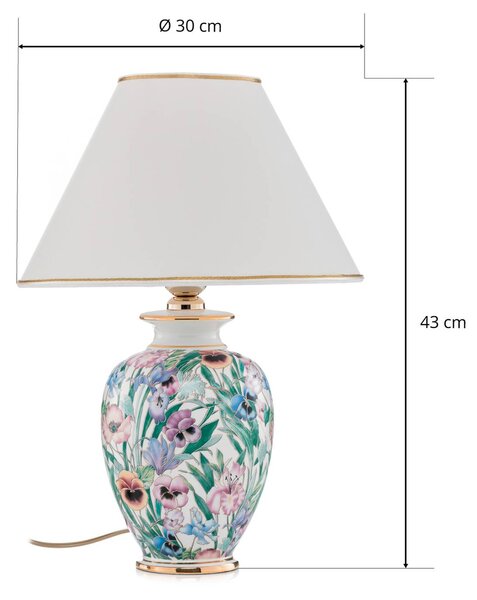 Austrolux Austrolux asztali lámpa Giardino Panse 30 cm-es kerámia aranyozott, Fehér / opál, Nappali / Étkező, Kerámia, Modern