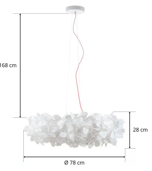 Slamp függőlámpa Clizia Mama Non Mama, Ø78cm, fehér/vörös, dimmelhető, Fehér / opál, Nappali / Étkező, Műanyag, Dizájn
