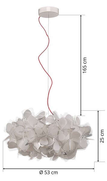 Slamp Clizia Mama Non lógó világítás, Ø53 cm, fehér/piros, dimmelhető, Fehér / opál, Nappali / Étkező, Műanyag, Dizájn