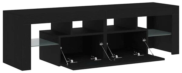 Fekete tölgy szerelt fa TV-szekrény LED-ekkel 140x36,5x40 cm