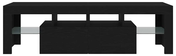 Fekete tölgy szerelt fa TV-szekrény LED-ekkel 140x36,5x40 cm