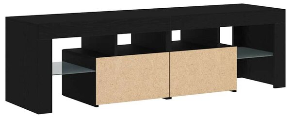 Fekete tölgy szerelt fa TV-szekrény LED-ekkel 140x36,5x40 cm