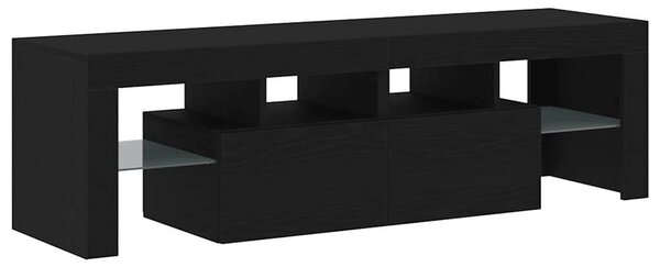 Fekete tölgy szerelt fa TV-szekrény LED-ekkel 140x36,5x40 cm