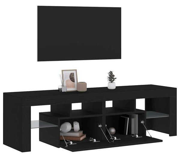 Fekete tölgy szerelt fa TV-szekrény LED-ekkel 140x36,5x40 cm