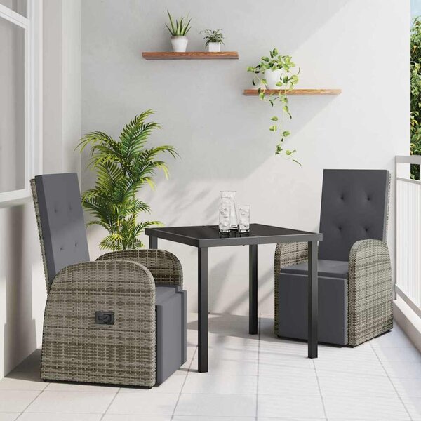 Kert étkező szett párnával 3 pcs Szürke polirattan