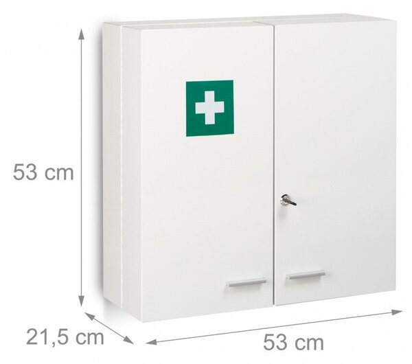 Zárható acél gyógyszeres szekrény fehér-zöld 53x53x21,5 cm 10040015