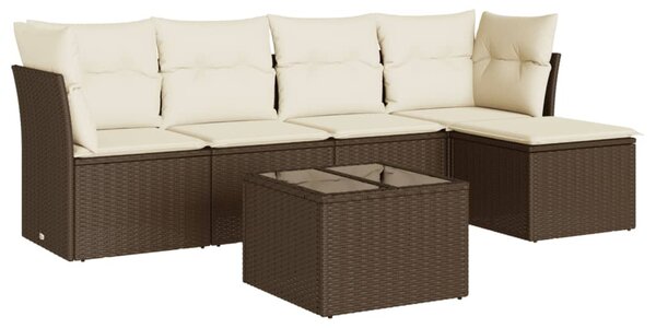 6 részes barna polyrattan kerti ülőgarnitúra párnával