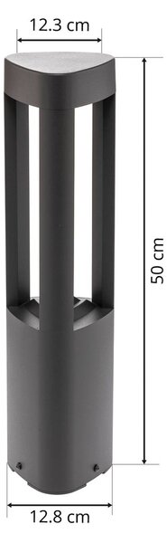 Lucande LED állólámpa Pirron, 50 cm, háromszögletű, IP54, Fekete, Alumínium, Modern