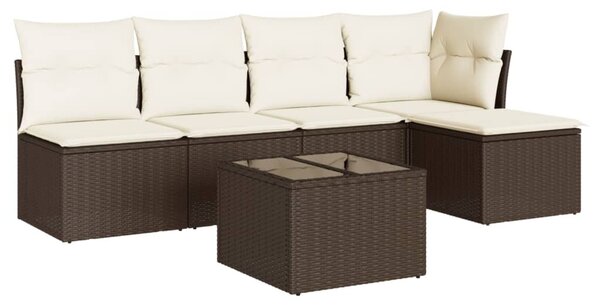6 részes barna polyrattan kerti ülőgarnitúra párnával