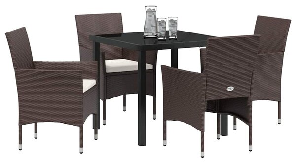 Kert étkező szett párnával 5 pcs Barna polirattan
