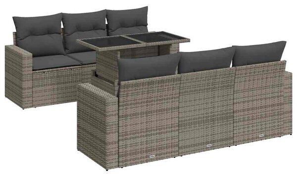 7 részes szürke polyrattan kerti ülőgarnitúra párnákkal