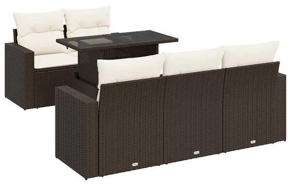 6 részes barna polyrattan kerti ülőgarnitúra párnával