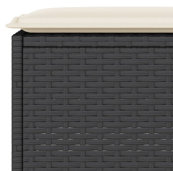 3 részes fekete polyrattan kerti bárszett párnával
