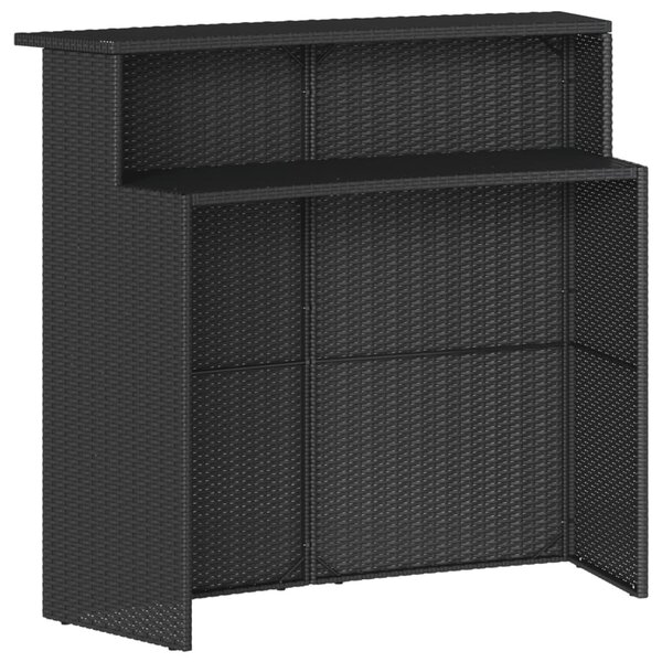3 részes fekete polyrattan kerti bárszett párnával