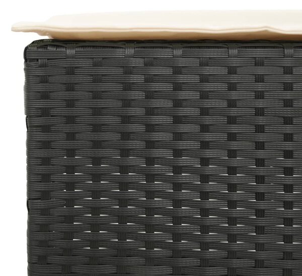 3 részes fekete polyrattan kerti bárszett párnával
