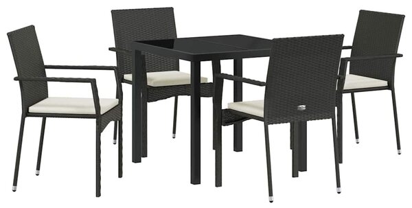 Kert étkező szett párnával 5 pcs Fekete polirattan